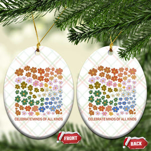 Neurodiversity Boho Floral Ceramic Ornament Celebrate Minds of All Kinds Autism ADHD ASD TS02 Print Your Wear