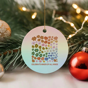 Neurodiversity Boho Floral Ceramic Ornament Celebrate Minds of All Kinds Autism ADHD ASD TS02 1pc Pastel Print Your Wear
