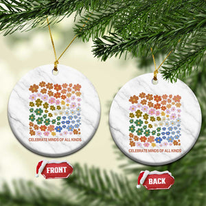 Neurodiversity Boho Floral Ceramic Ornament Celebrate Minds of All Kinds Autism ADHD ASD TS02 1pc White Marble Print Your Wear