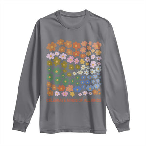 Neurodiversity Boho Floral Long Sleeve Shirt Celebrate Minds of All Kinds Autism ADHD ASD TS02 Charcoal Print Your Wear