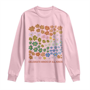 Neurodiversity Boho Floral Long Sleeve Shirt Celebrate Minds of All Kinds Autism ADHD ASD TS02 Light Pink Print Your Wear