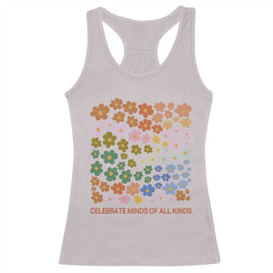 Neurodiversity Boho Floral Racerback Tank Top Celebrate Minds of All Kinds Autism ADHD ASD TS02 Ice Gray Print Your Wear