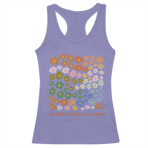 Neurodiversity Boho Floral Racerback Tank Top Celebrate Minds of All Kinds Autism ADHD ASD TS02 Violet Print Your Wear