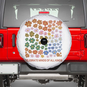 Neurodiversity Boho Floral Spare Tire Cover Celebrate Minds of All Kinds Autism ADHD ASD TS02 White Print Your Wear