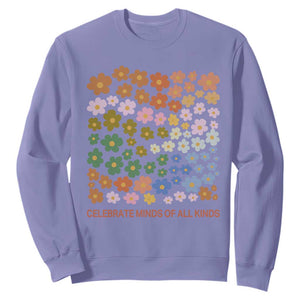 Neurodiversity Boho Floral Sweatshirt Celebrate Minds of All Kinds Autism ADHD ASD TS02 Violet Print Your Wear