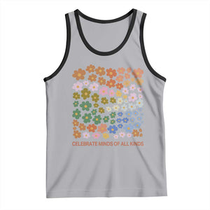 Neurodiversity Boho Floral Tank Top Celebrate Minds of All Kinds Autism ADHD ASD TS02 Athletic Heather Black Print Your Wear