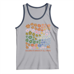 Neurodiversity Boho Floral Tank Top Celebrate Minds of All Kinds Autism ADHD ASD TS02 Athletic Heather Navy Print Your Wear