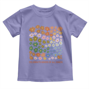 Neurodiversity Boho Floral Toddler T Shirt Celebrate Minds of All Kinds Autism ADHD ASD TS02 Violet Print Your Wear