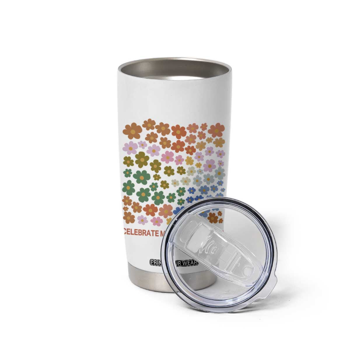 Neurodiversity Boho Floral Tumbler Cup Celebrate Minds of All Kinds Autism ADHD ASD TS02 Print Your Wear