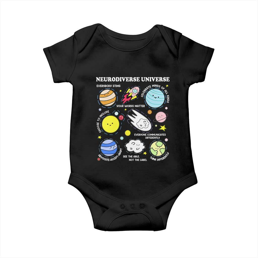 Neurodiverse Universe Baby Onesie Autism Awareness ADHD ASD Neurodiversity TS02 Black Print Your Wear