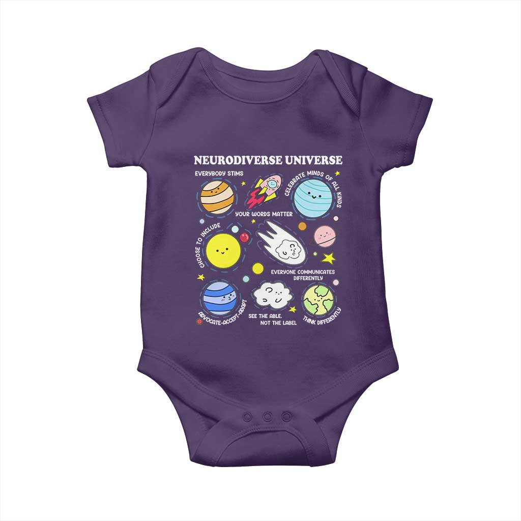 Neurodiverse Universe Baby Onesie Autism Awareness ADHD ASD Neurodiversity TS02 Purple Print Your Wear
