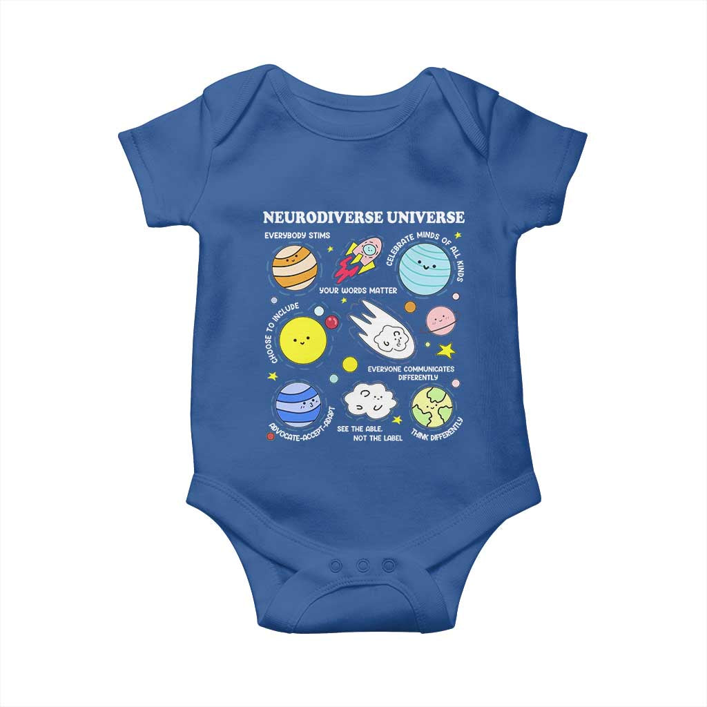 Neurodiverse Universe Baby Onesie Autism Awareness ADHD ASD Neurodiversity TS02 Royal Blue Print Your Wear