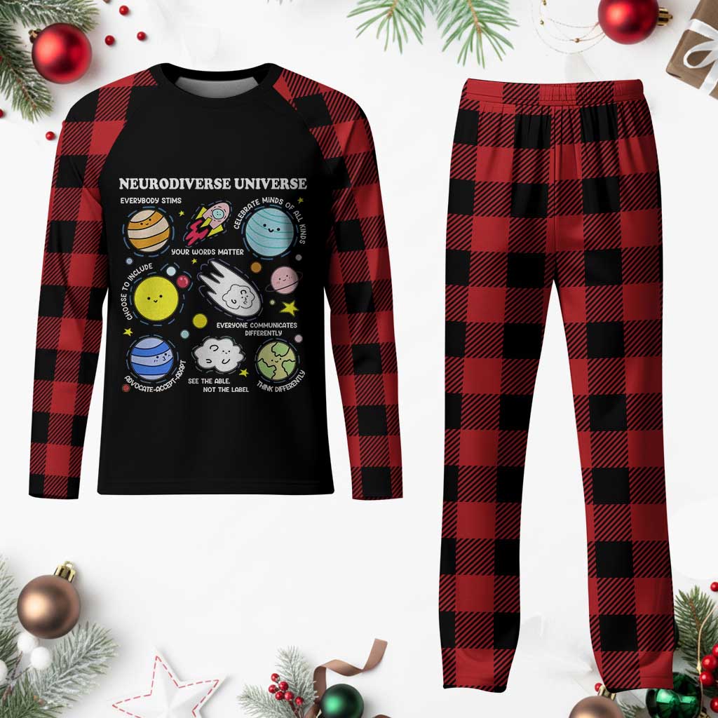 Neurodiverse Universe Plaid Pajama Set Autism Awareness ADHD ASD Neurodiversity TS02 Buffalo Plaid Print Your Wear