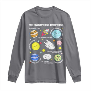 Neurodiverse Universe Long Sleeve Shirt Autism Awareness ADHD ASD Neurodiversity TS02 Charcoal Print Your Wear