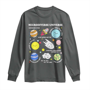 Neurodiverse Universe Long Sleeve Shirt Autism Awareness ADHD ASD Neurodiversity TS02 Dark Heather Print Your Wear