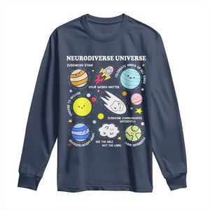 Neurodiverse Universe Long Sleeve Shirt Autism Awareness ADHD ASD Neurodiversity TS02 Navy Print Your Wear
