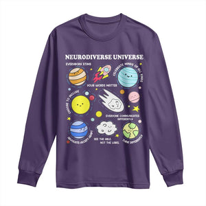 Neurodiverse Universe Long Sleeve Shirt Autism Awareness ADHD ASD Neurodiversity TS02 Purple Print Your Wear