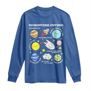 Neurodiverse Universe Long Sleeve Shirt Autism Awareness ADHD ASD Neurodiversity TS02 Royal Blue Print Your Wear