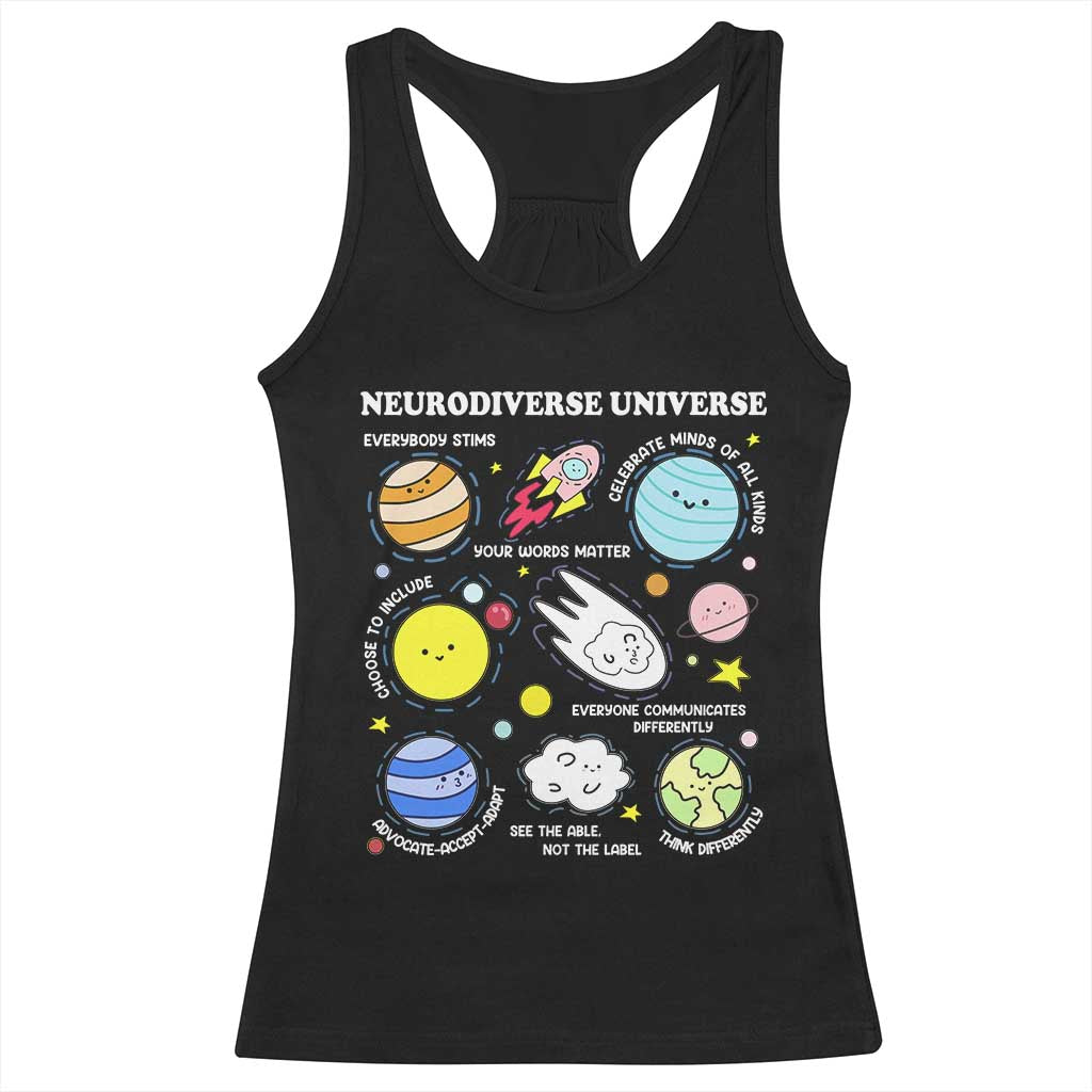 Neurodiverse Universe Racerback Tank Top Autism Awareness ADHD ASD Neurodiversity TS02 Black Print Your Wear