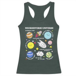 Neurodiverse Universe Racerback Tank Top Autism Awareness ADHD ASD Neurodiversity TS02 Dark Forest Green Print Your Wear