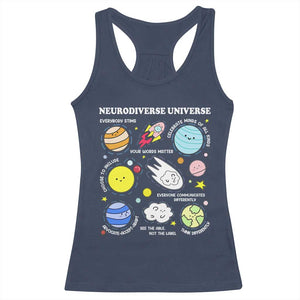 Neurodiverse Universe Racerback Tank Top Autism Awareness ADHD ASD Neurodiversity TS02 Navy Print Your Wear