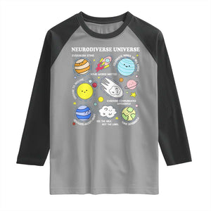 Neurodiverse Universe Raglan Shirt Autism Awareness ADHD ASD Neurodiversity TS02 Sport Gray Black Print Your Wear