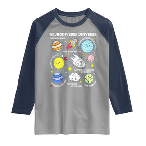 Neurodiverse Universe Raglan Shirt Autism Awareness ADHD ASD Neurodiversity TS02 Sport Gray Navy Print Your Wear