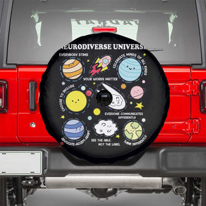 Neurodiverse Universe Spare Tire Cover Autism Awareness ADHD ASD Neurodiversity TS02 Black Print Your Wear