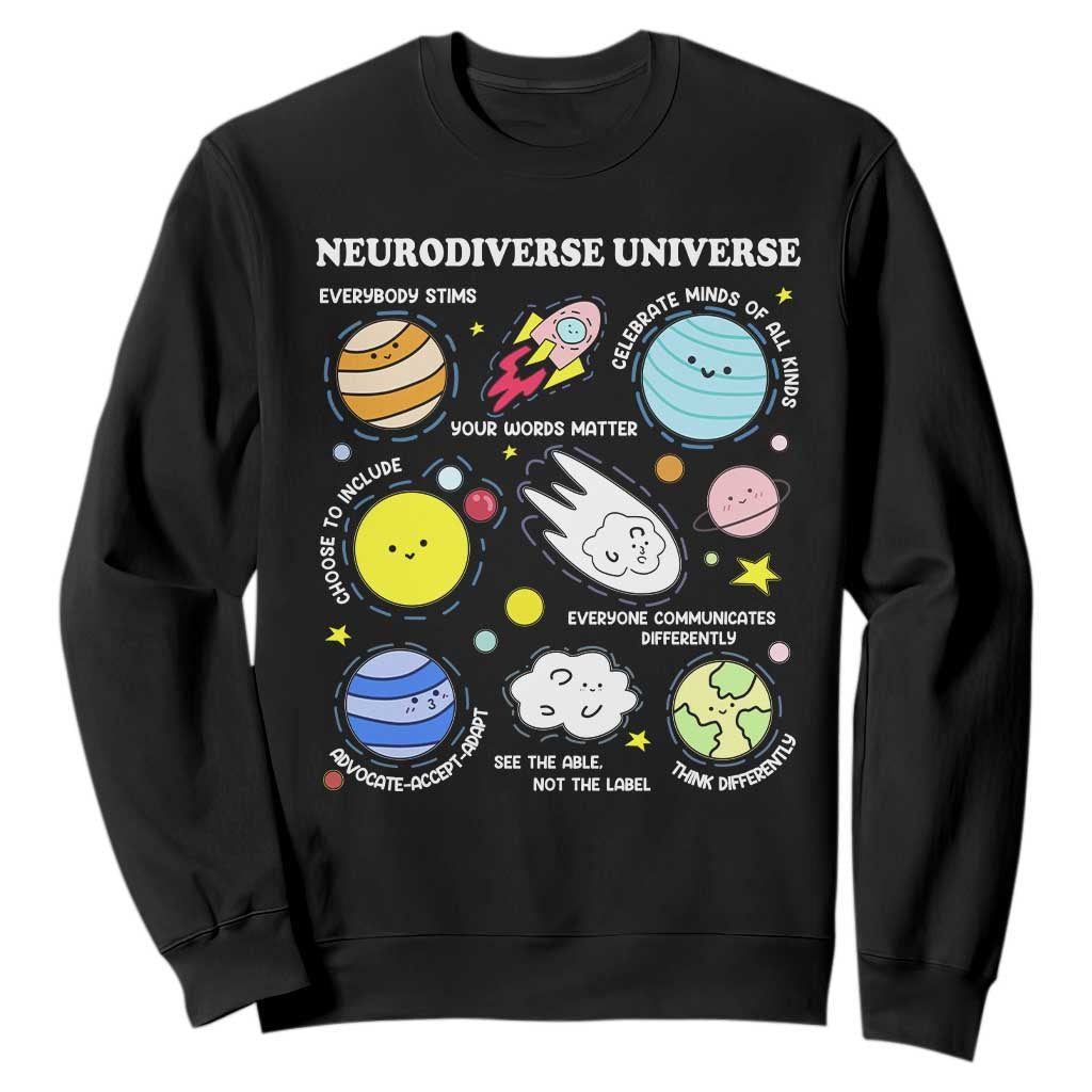 Neurodiverse Universe Sweatshirt Autism Awareness ADHD ASD Neurodiversity TS02 Black Print Your Wear