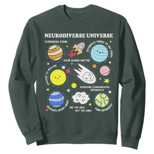 Neurodiverse Universe Sweatshirt Autism Awareness ADHD ASD Neurodiversity TS02 Dark Forest Green Print Your Wear