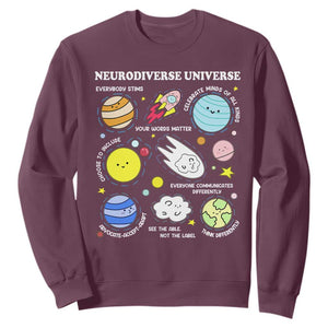 Neurodiverse Universe Sweatshirt Autism Awareness ADHD ASD Neurodiversity TS02 Maroon Print Your Wear