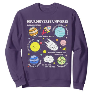 Neurodiverse Universe Sweatshirt Autism Awareness ADHD ASD Neurodiversity TS02 Purple Print Your Wear
