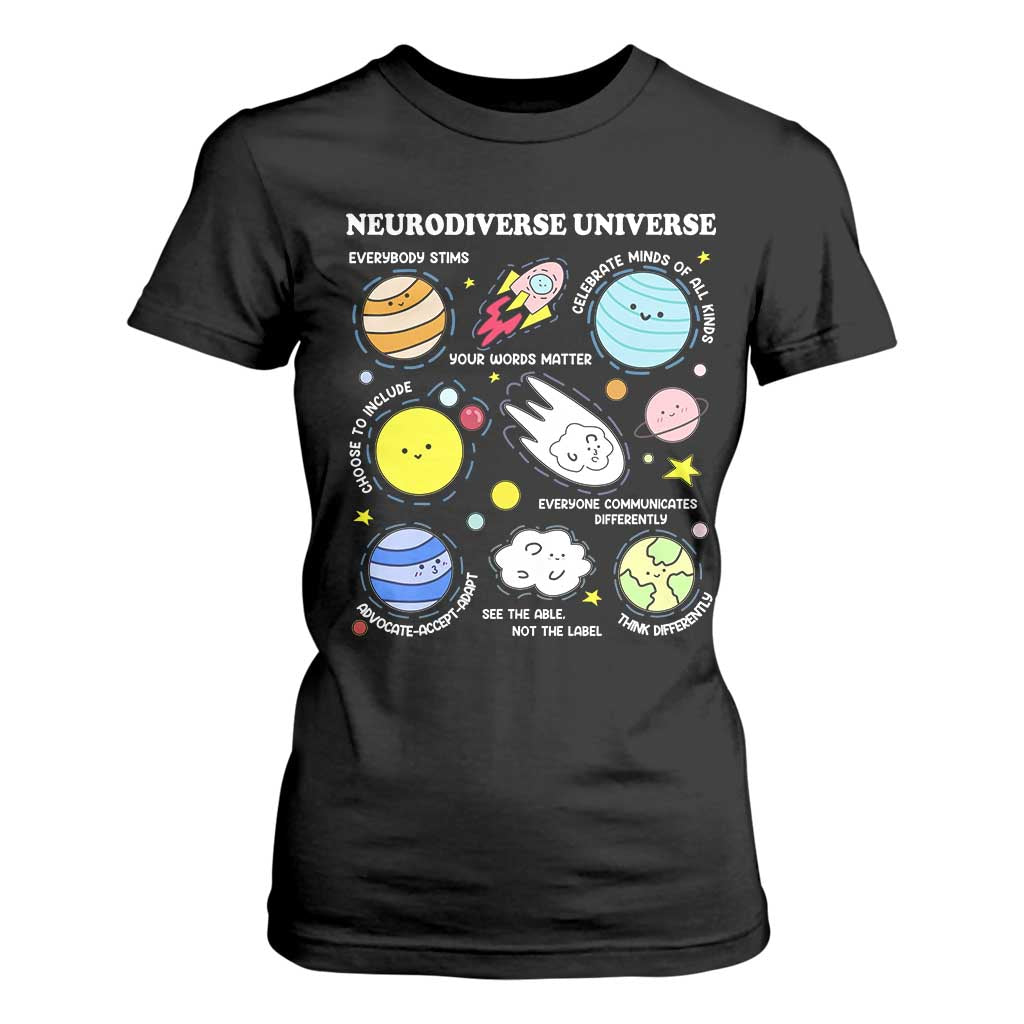 Neurodiverse Universe T Shirt For Women Autism Awareness ADHD ASD Neurodiversity TS02 Black Print Your Wear