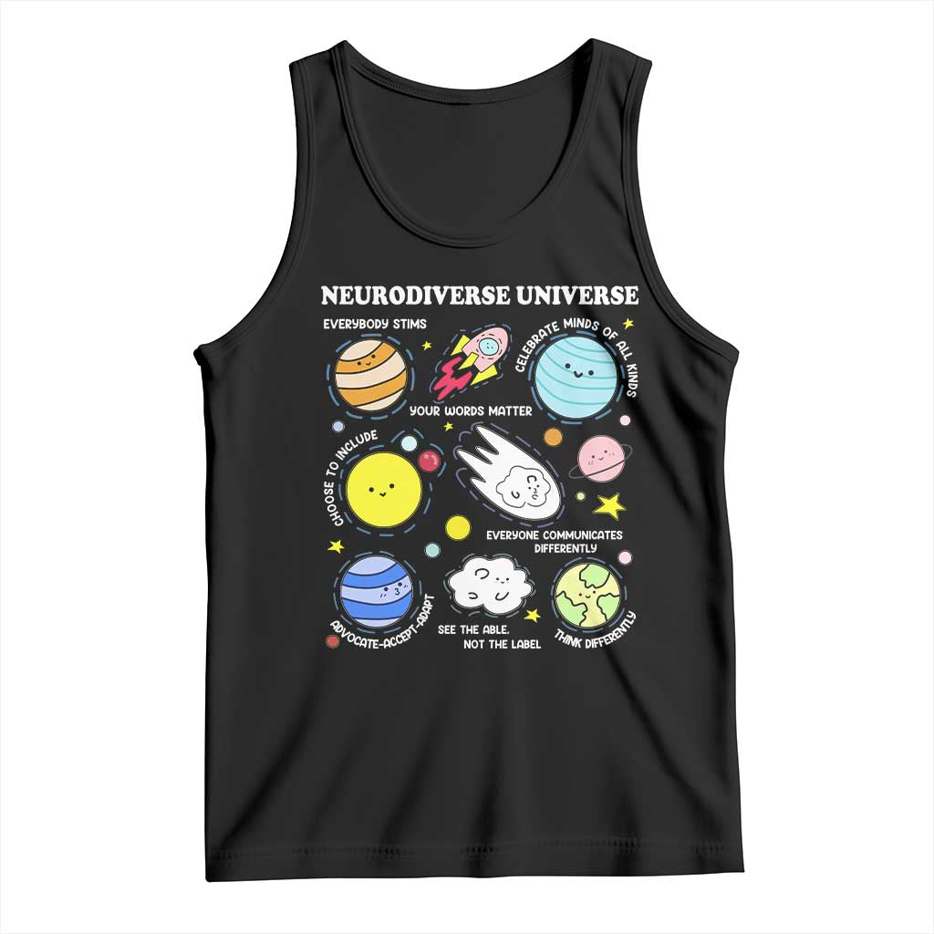 Neurodiverse Universe Tank Top Autism Awareness ADHD ASD Neurodiversity TS02 Black Print Your Wear