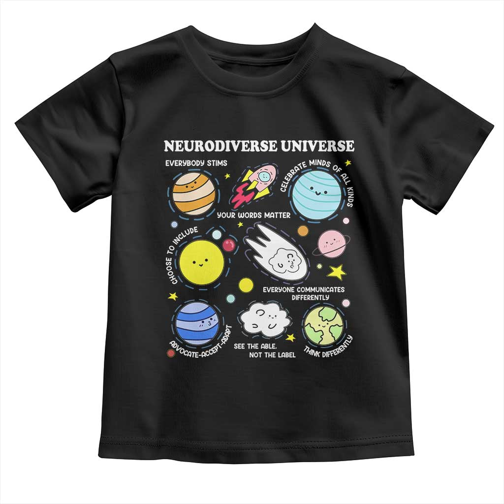 Neurodiverse Universe Toddler T Shirt Autism Awareness ADHD ASD Neurodiversity TS02 Black Print Your Wear