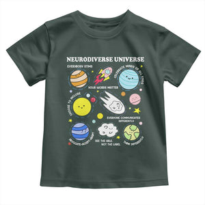Neurodiverse Universe Toddler T Shirt Autism Awareness ADHD ASD Neurodiversity TS02 Dark Forest Green Print Your Wear
