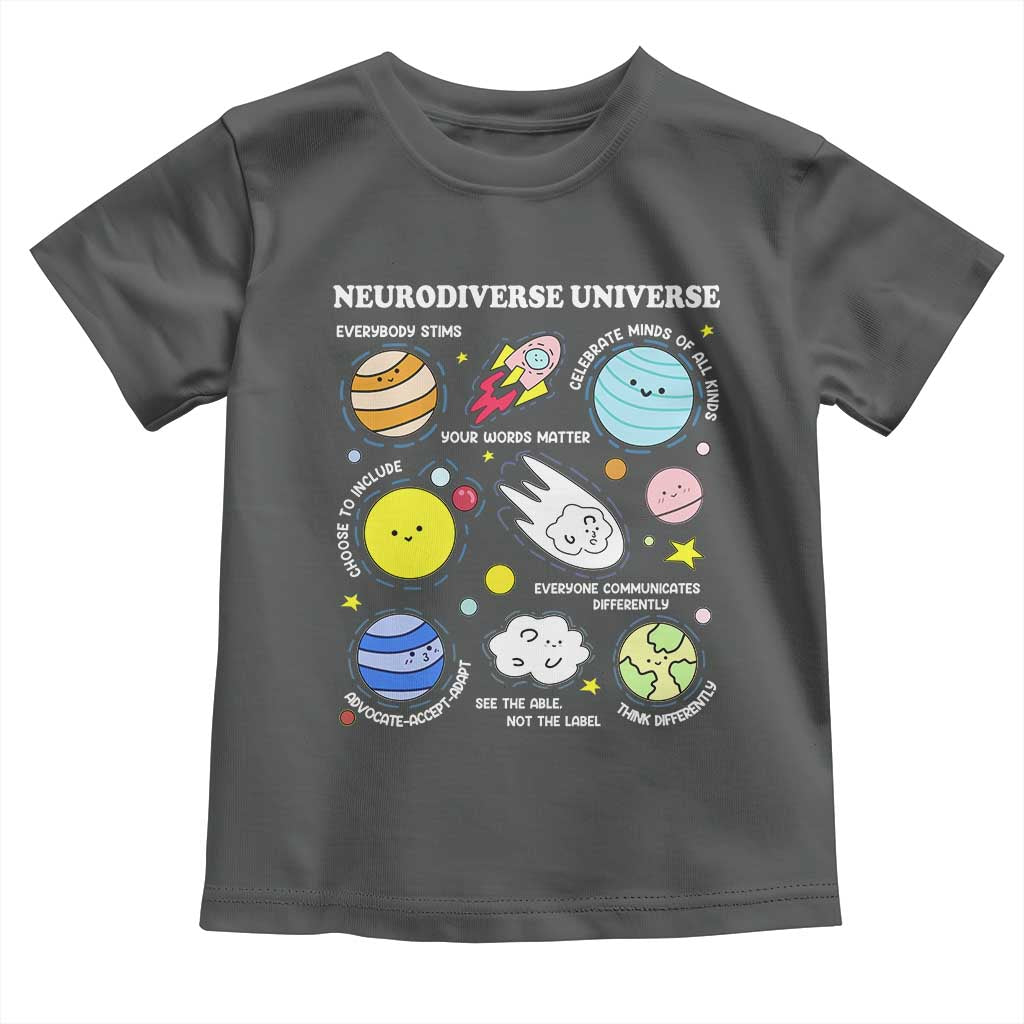 Neurodiverse Universe Toddler T Shirt Autism Awareness ADHD ASD Neurodiversity TS02 Dark Heather Print Your Wear