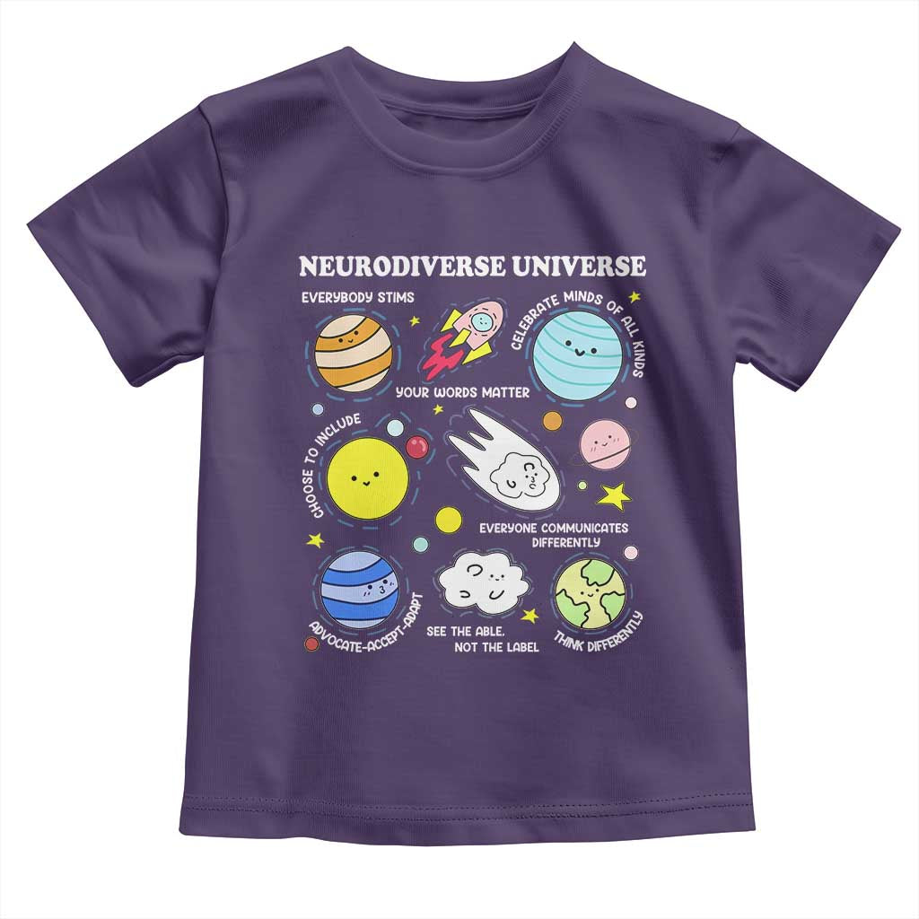 Neurodiverse Universe Toddler T Shirt Autism Awareness ADHD ASD Neurodiversity TS02 Purple Print Your Wear