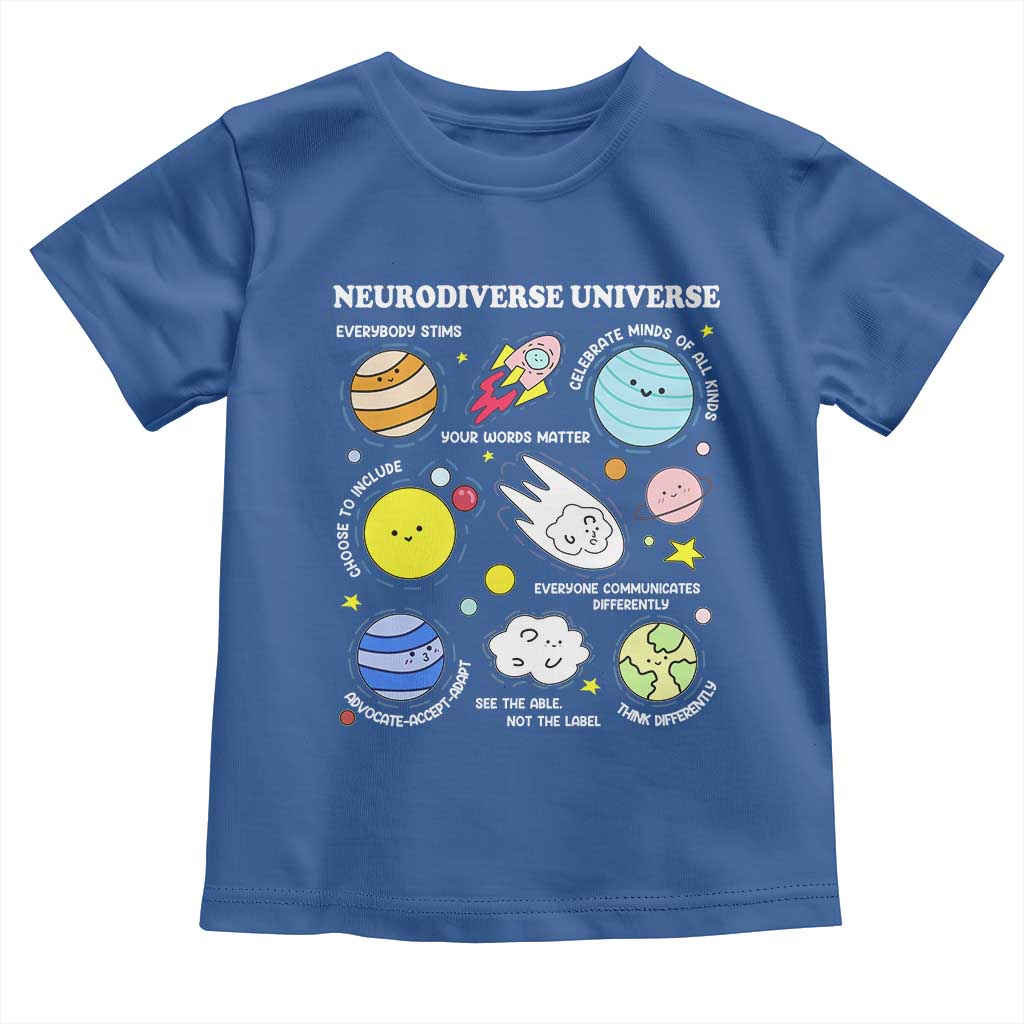 Neurodiverse Universe Toddler T Shirt Autism Awareness ADHD ASD Neurodiversity TS02 Royal Blue Print Your Wear