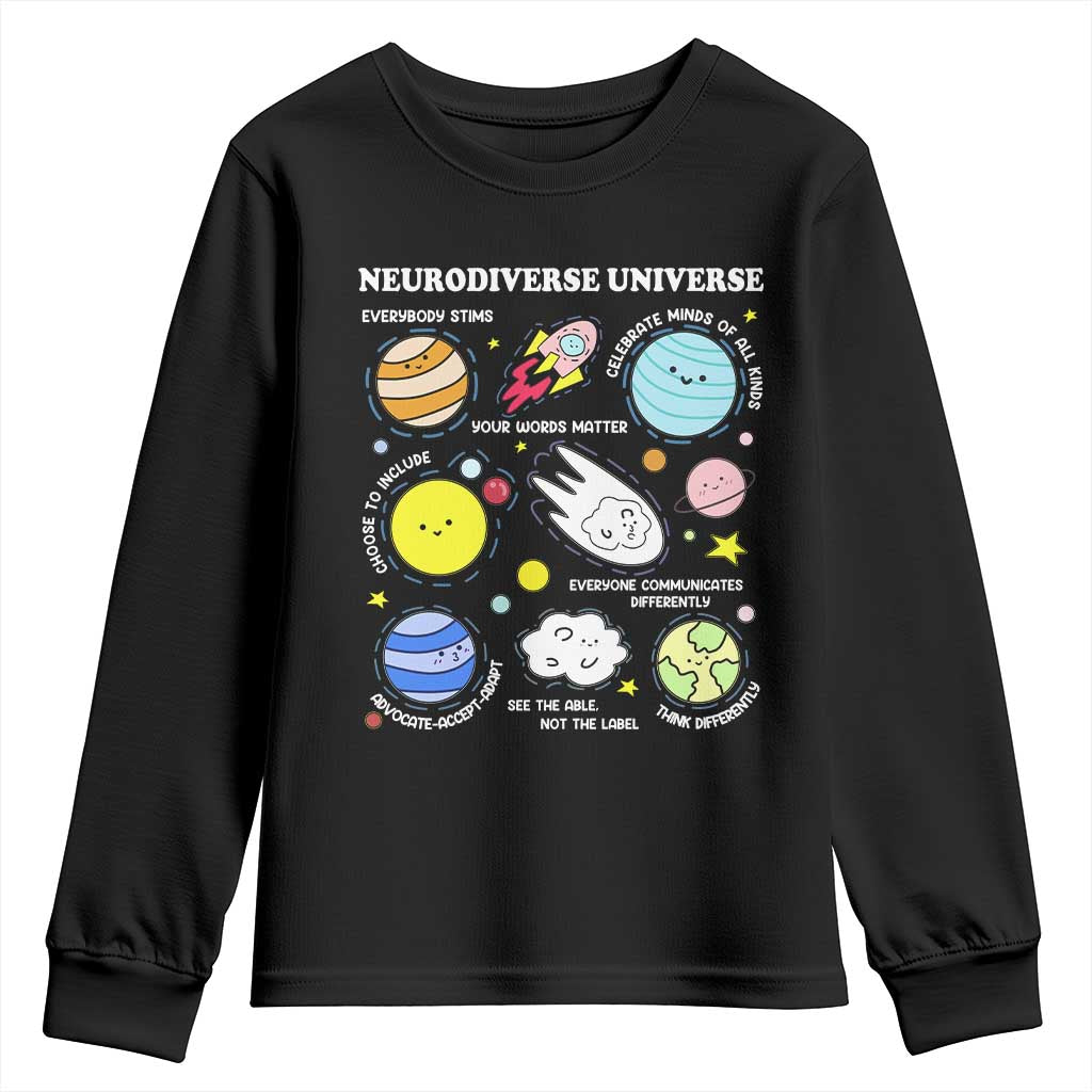 Neurodiverse Universe Youth Sweatshirt Autism Awareness ADHD ASD Neurodiversity TS02 Black Print Your Wear