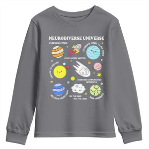 Neurodiverse Universe Youth Sweatshirt Autism Awareness ADHD ASD Neurodiversity TS02 Charcoal Print Your Wear
