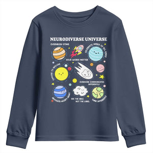 Neurodiverse Universe Youth Sweatshirt Autism Awareness ADHD ASD Neurodiversity TS02 Navy Print Your Wear