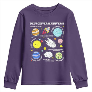 Neurodiverse Universe Youth Sweatshirt Autism Awareness ADHD ASD Neurodiversity TS02 Purple Print Your Wear
