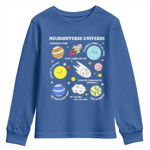 Neurodiverse Universe Youth Sweatshirt Autism Awareness ADHD ASD Neurodiversity TS02 Royal Blue Print Your Wear