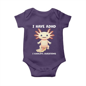 Funny ADHD Awareness Axolotl Baby Onesie I Have ADHD I Ask A Lot Question Neurodiversity TS02 Purple Print Your Wear