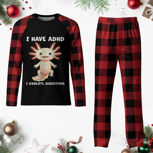 Funny ADHD Awareness Axolotl Plaid Pajama Set I Have ADHD I Ask A Lot Question Neurodiversity TS02 Buffalo Plaid Print Your Wear