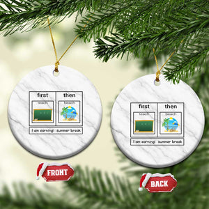 Funny Teacher Summer Break Ceramic Ornament First Teach Then Beach Vacation Mode TS02 1pc White Marble Print Your Wear