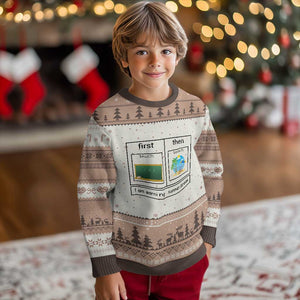 Funny Teacher Summer Break Ugly Christmas Sweater First Teach Then Beach Vacation Mode TS02 Mocha Mousse Print Your Wear
