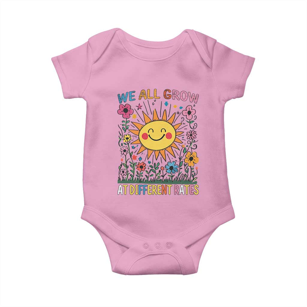 Special Education Baby Onesie We All Grow At Different Rates Inspirational Inclusion Sped Teacher TS02 Light Pink Print Your Wear