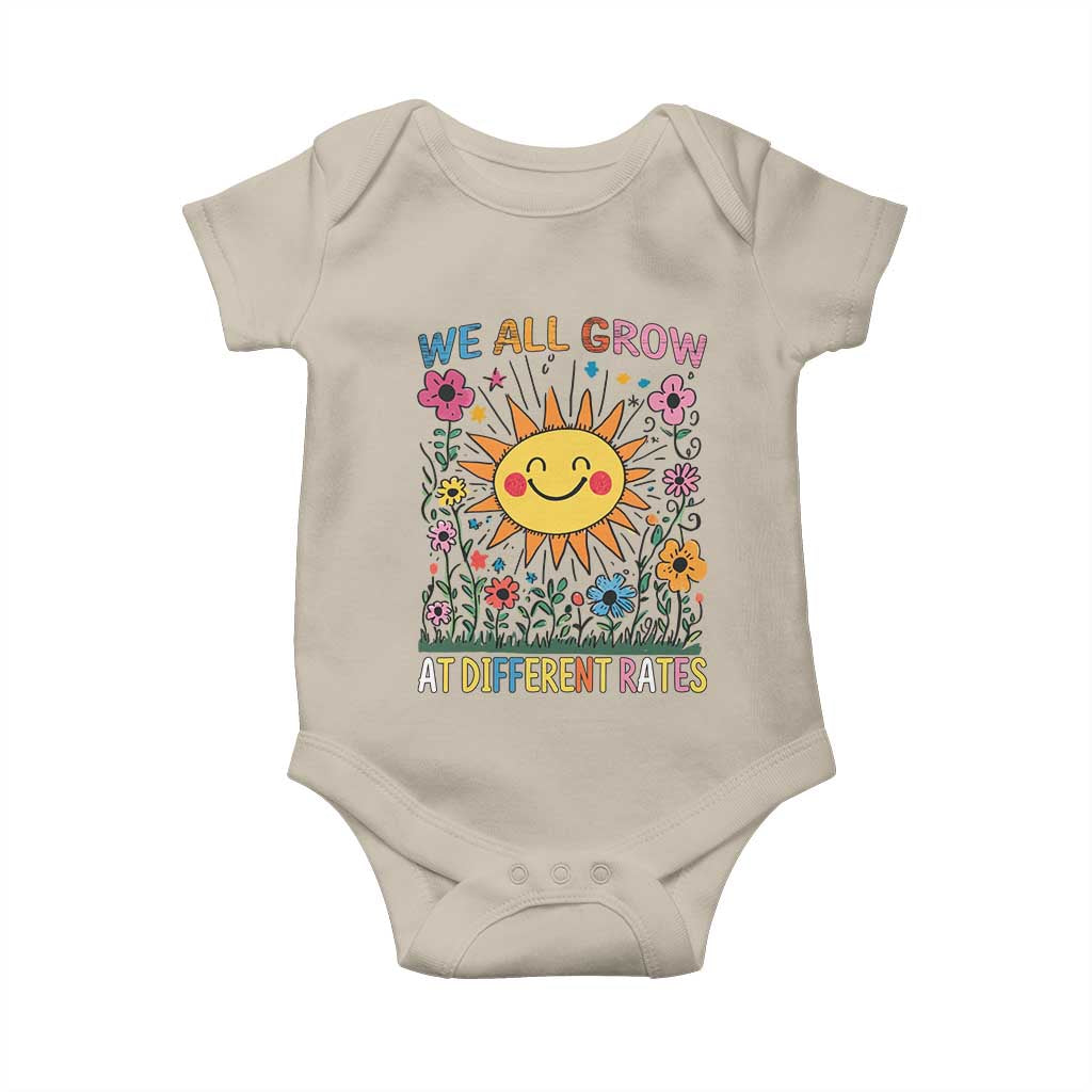 Special Education Baby Onesie We All Grow At Different Rates Inspirational Inclusion Sped Teacher TS02 Sand Print Your Wear